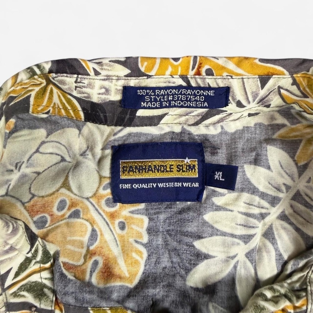 Vintage 90s Panhandle Slim Western Tropical Hawaiian Rayon Button Up Size XL - Picture 3 of 8
